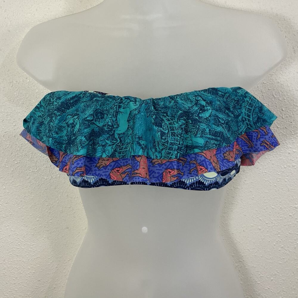 Maaji Layered Ruffle Bandeau Bikini Top Women’s Small Tie Back